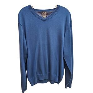Jos.A. Bank Signature 100% Silk V-Neck Sweater Blue Size XL